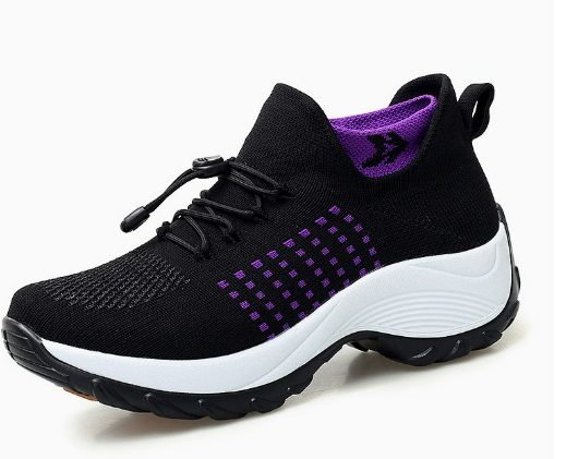 Addison Black Purple sneaker, single shoe on white background