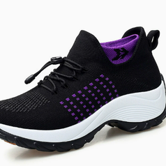 Addison Black Purple sneaker, single shoe on white background