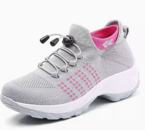 Addison Gray Pink sneaker, single shoe on white background