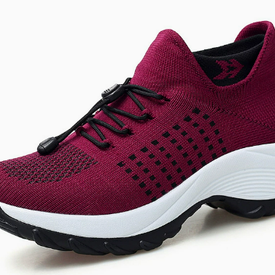 Addison Red sneaker, single shoe on white background