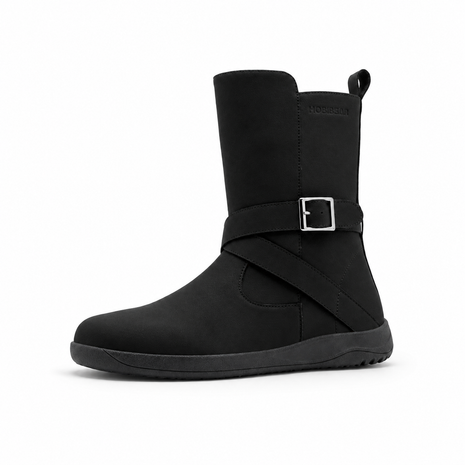 Lennon Black single boot on white background