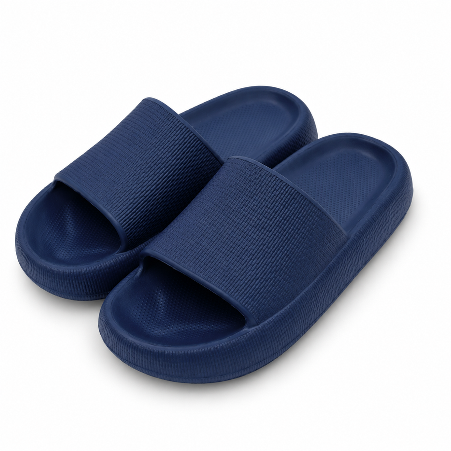 Loren Navy Blue slides on white background
