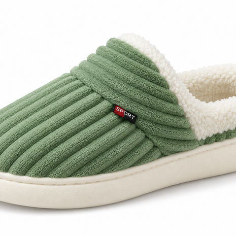 Micah Green slipper — single shoe side view on white