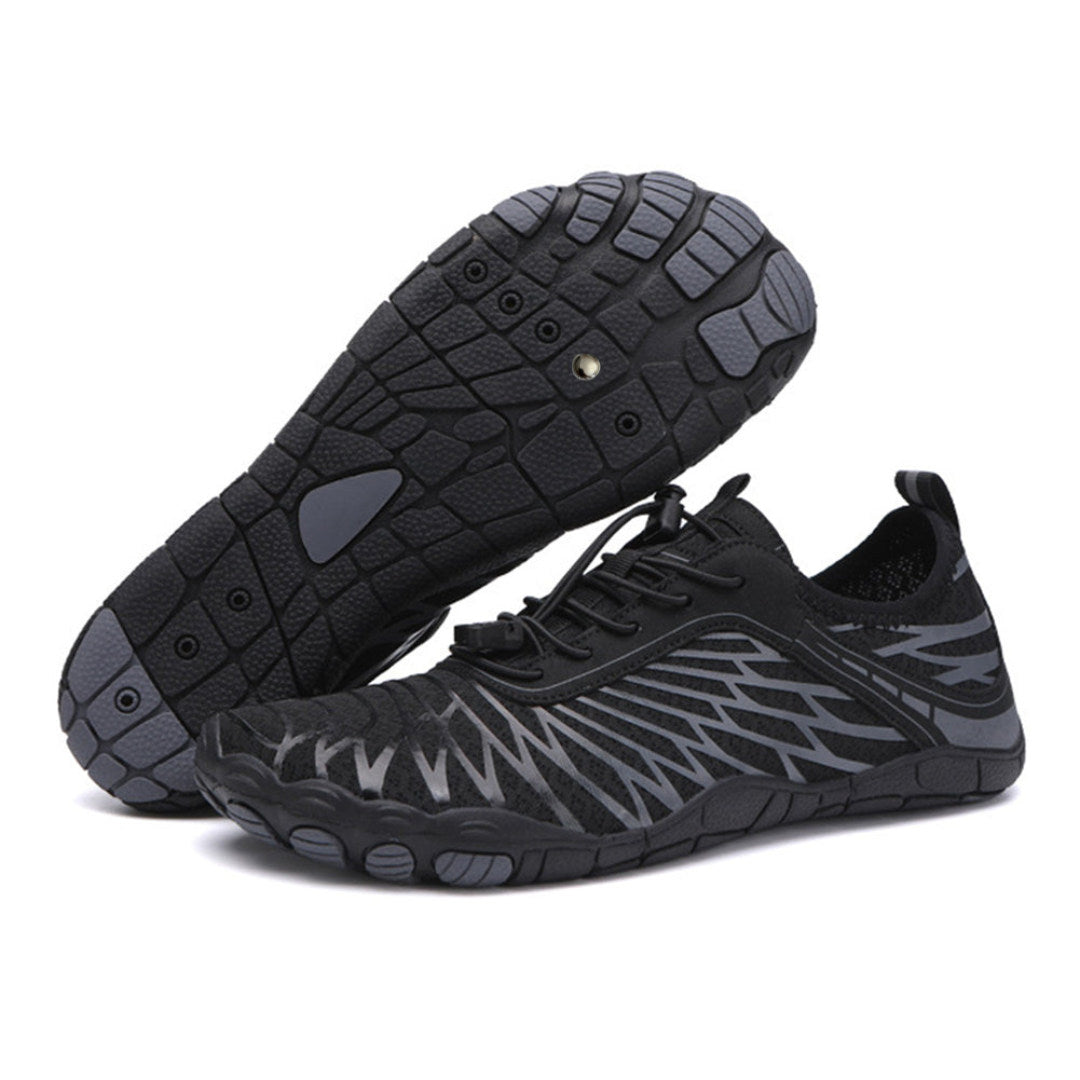 Indigo・Barefoot Sneakers — black and gray sole view 1