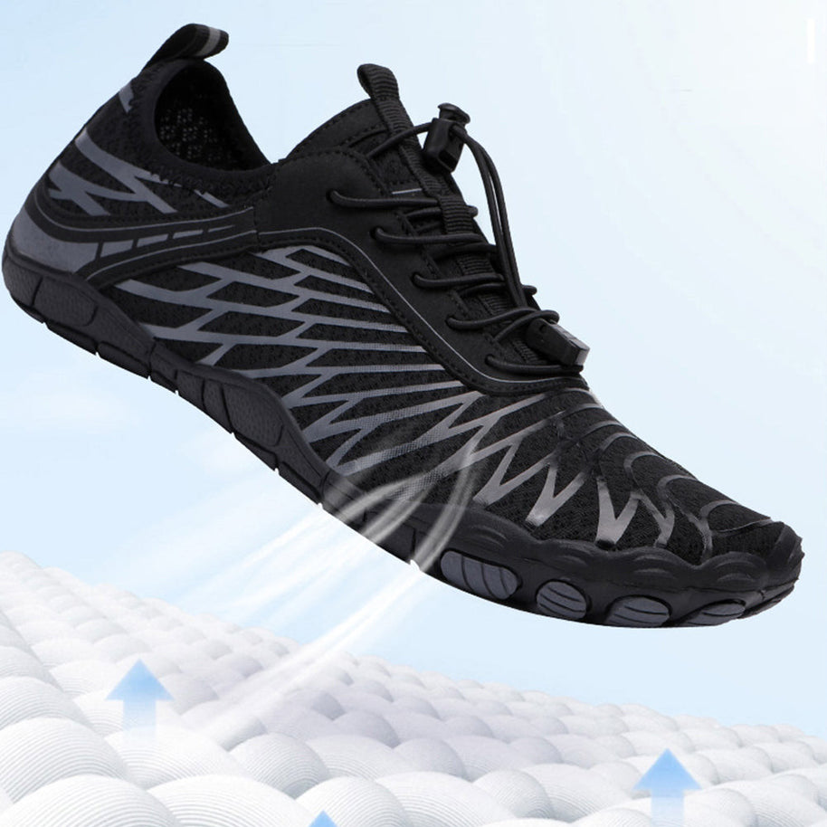 Indigo・Barefoot Sneakers — black and gray side view 3