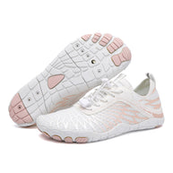 Indigo・Barefoot Sneakers — white and pale pink sole view 4