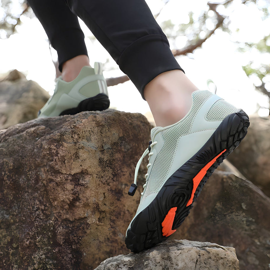 Sasha・Barefoot Sneakers — light green, black, and orange sole view 3