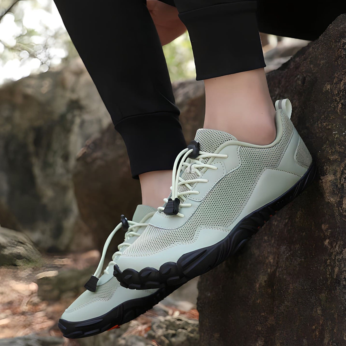 Sasha・Barefoot Sneakers — light green and black lifestyle view 4