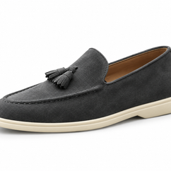 Peyton Grey loafer — single shoe on white, toe left