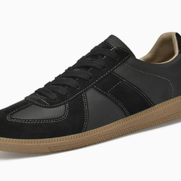 Teagan Black sneaker, single shoe on white background, toe left