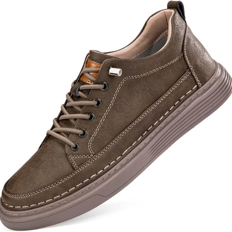 Men's Panelled Elevator Casual Sneakers - Khaki - View 2