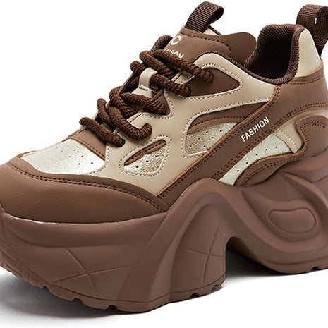 Women's Low-Top Wedge Walking Sneakers - Brown - View 2