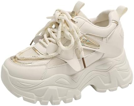Women's Chunky Platform Dad Sneakers - Cream Color - View 2