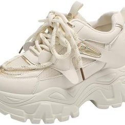 Women's Chunky Platform Dad Sneakers - Cream Color - View 2
