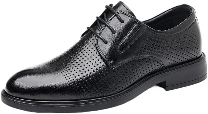 Men's 3.2-Inch Elevator Dress Shoes - Black Hollow Out - View 7
