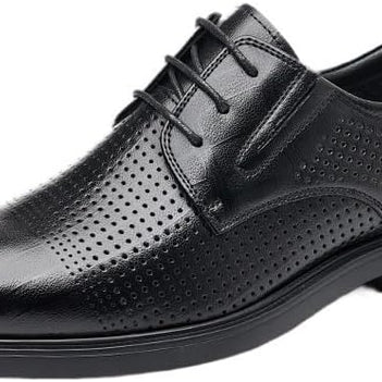 Men's 3.2-Inch Elevator Dress Shoes - Black Hollow Out - View 7