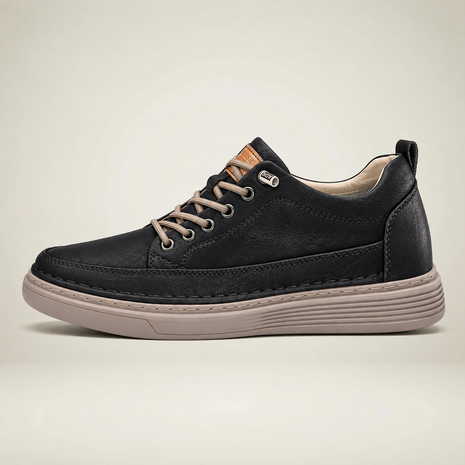 Men's Panelled Elevator Casual Sneakers - Black - side profile