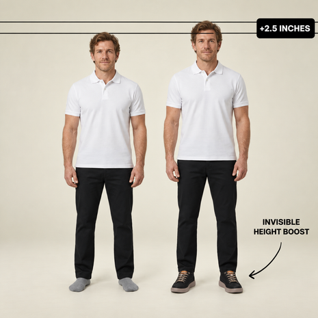 Men's Panelled Elevator Casual Sneakers - Black - height comparison