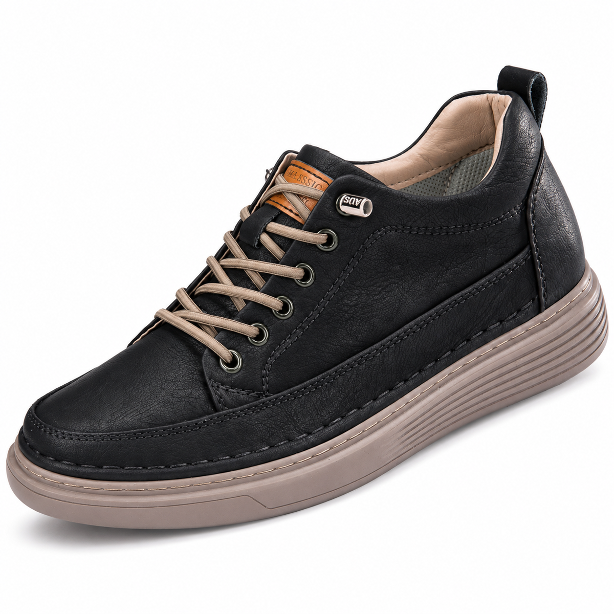 Men's Panelled Elevator Casual Sneakers - Black - variant product image