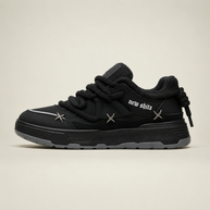 Unisex Chunky Platform Sneakers - Black - side profile