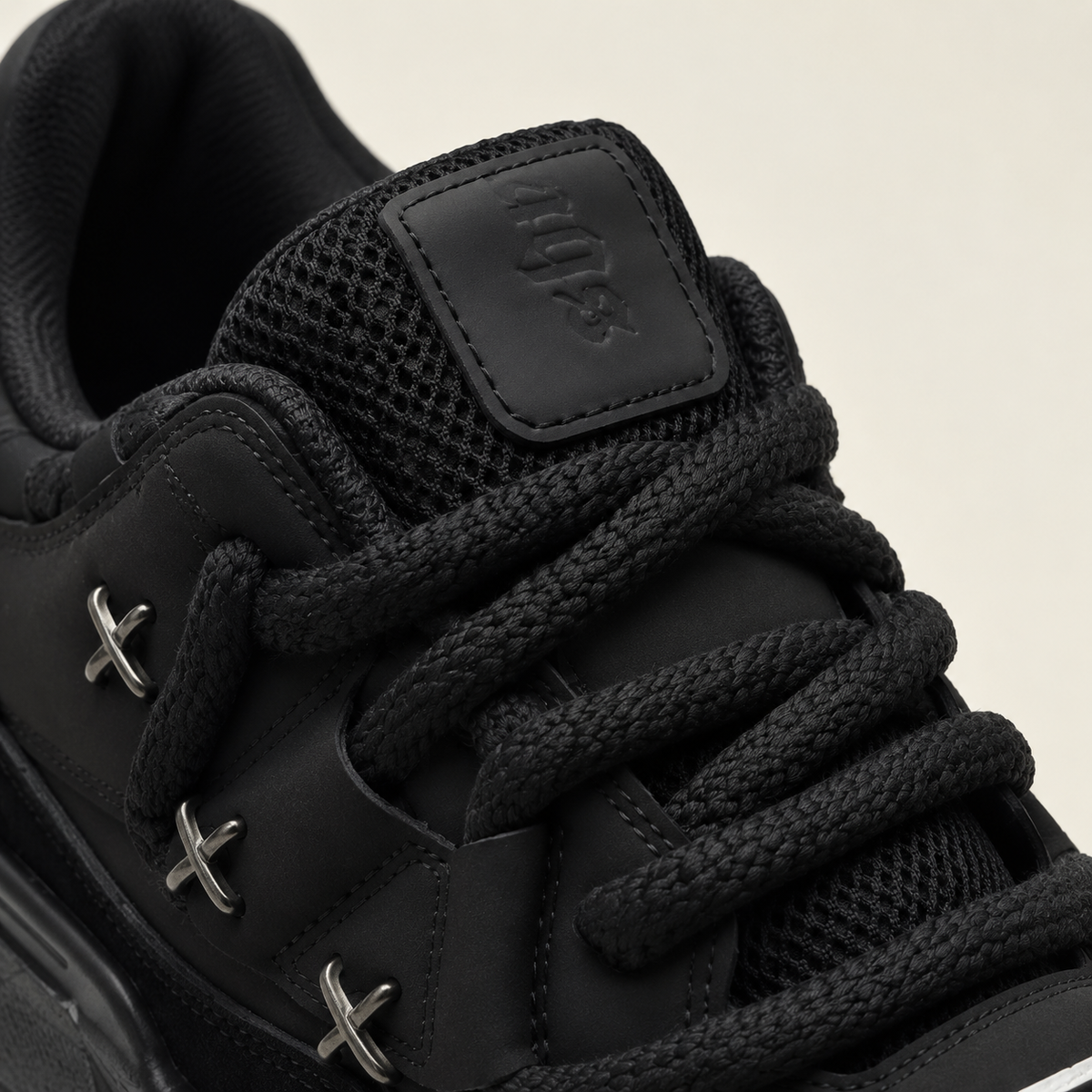 Unisex Chunky Platform Sneakers - Black - material detail