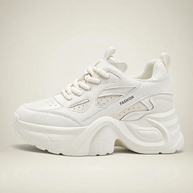 Women's Low-Top Wedge Walking Sneakers - White - side profile