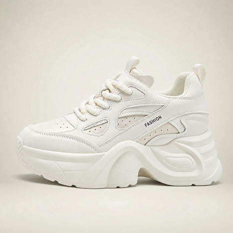 Women's Low-Top Wedge Walking Sneakers - White - side profile