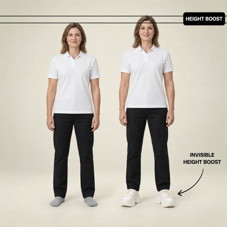 Women's Low-Top Wedge Walking Sneakers - White - height comparison