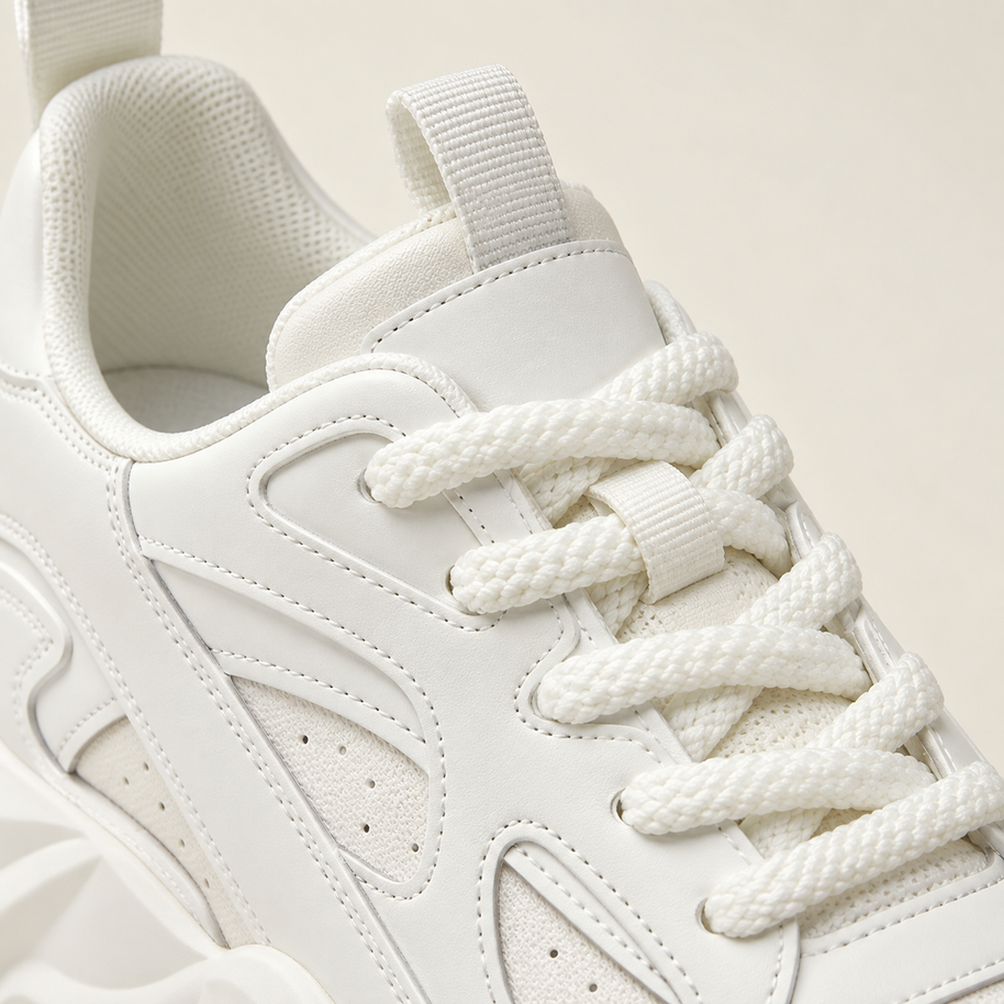 Women's Low-Top Wedge Walking Sneakers - White - material detail