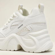 Women's Low-Top Wedge Walking Sneakers - White - heel detail