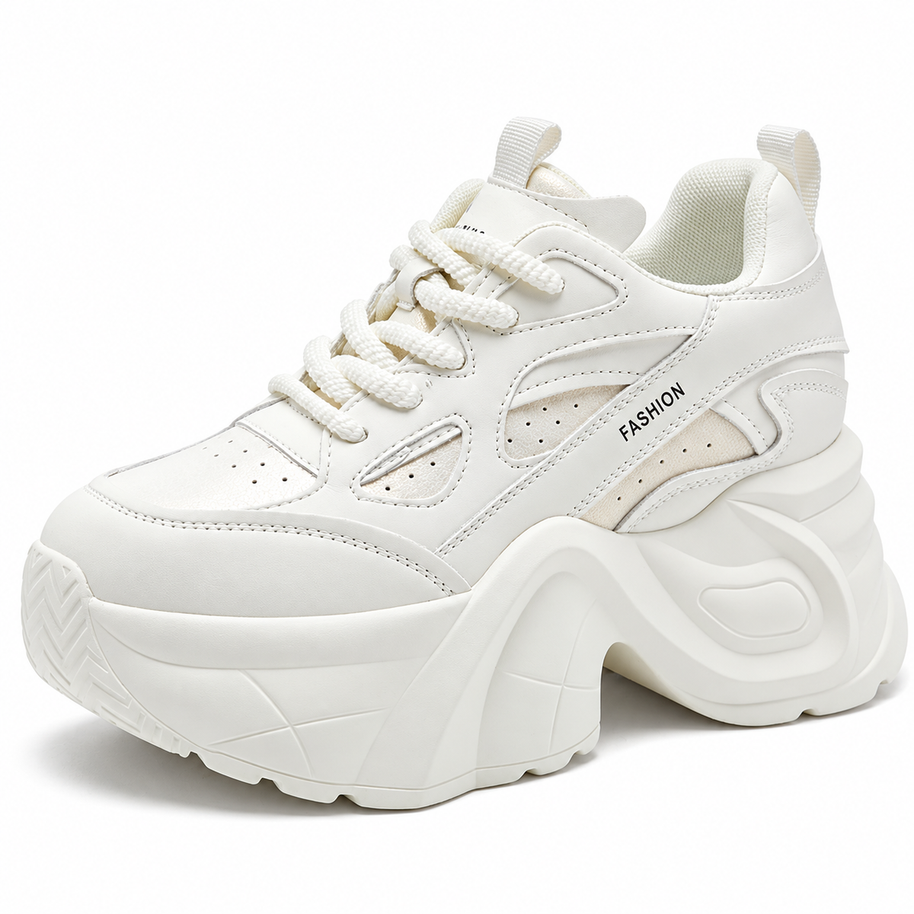 Women's Low-Top Wedge Walking Sneakers - White - variant product image