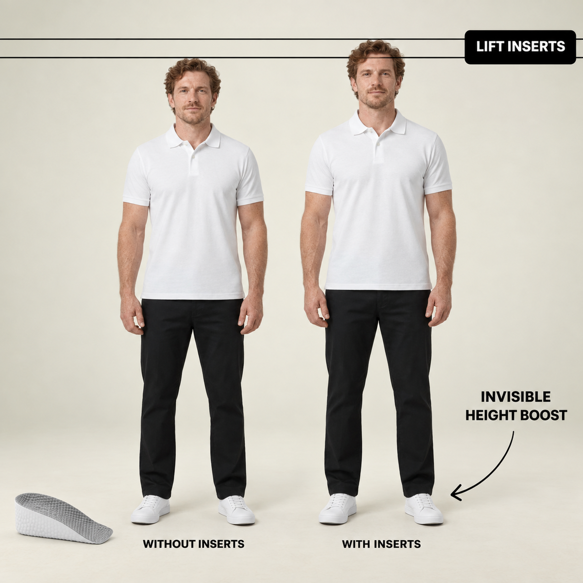 Height Increase Heel Inserts - Three Pairs - product - height comparison