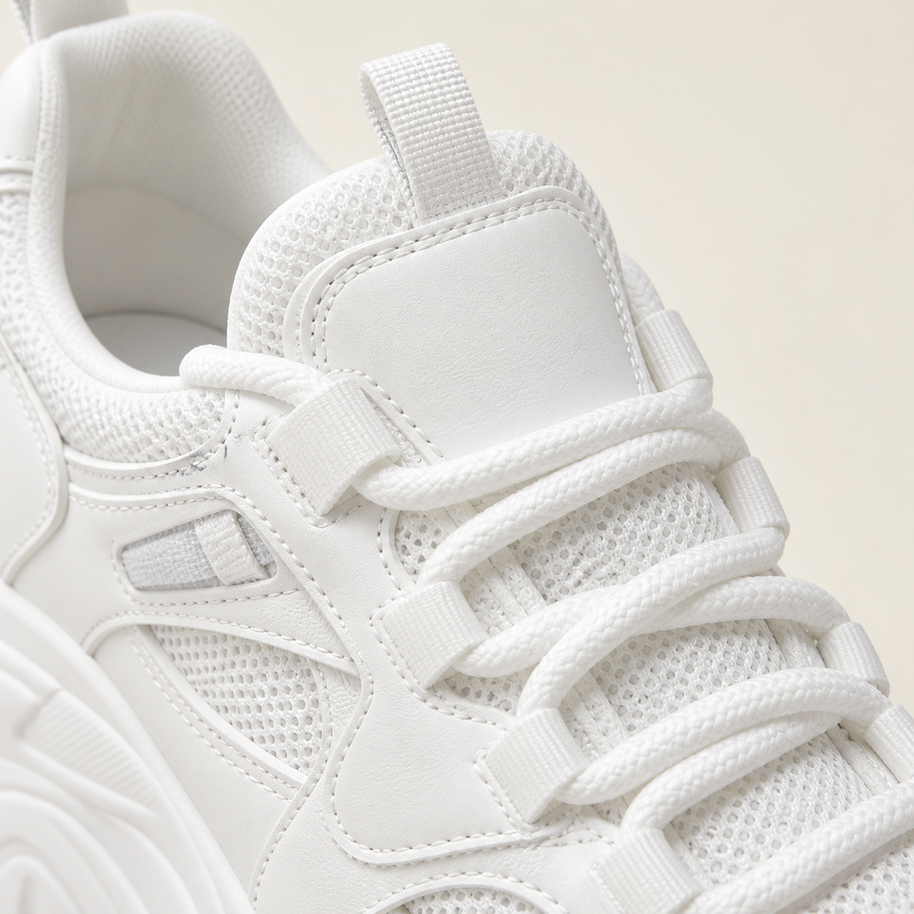 Women's Chunky Platform Dad Sneakers - White - material detail