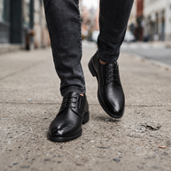 Men's 3.2-Inch Elevator Dress Shoes - Black - street lifestyle