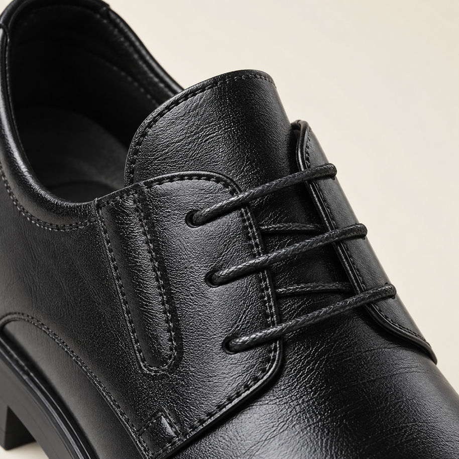 Men's 3.2-Inch Elevator Dress Shoes - Black - material detail