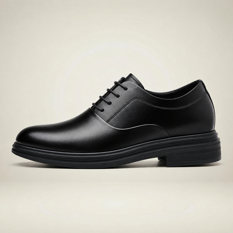 Men's 3-Inch Elevator Oxford Shoes - Black - side profile