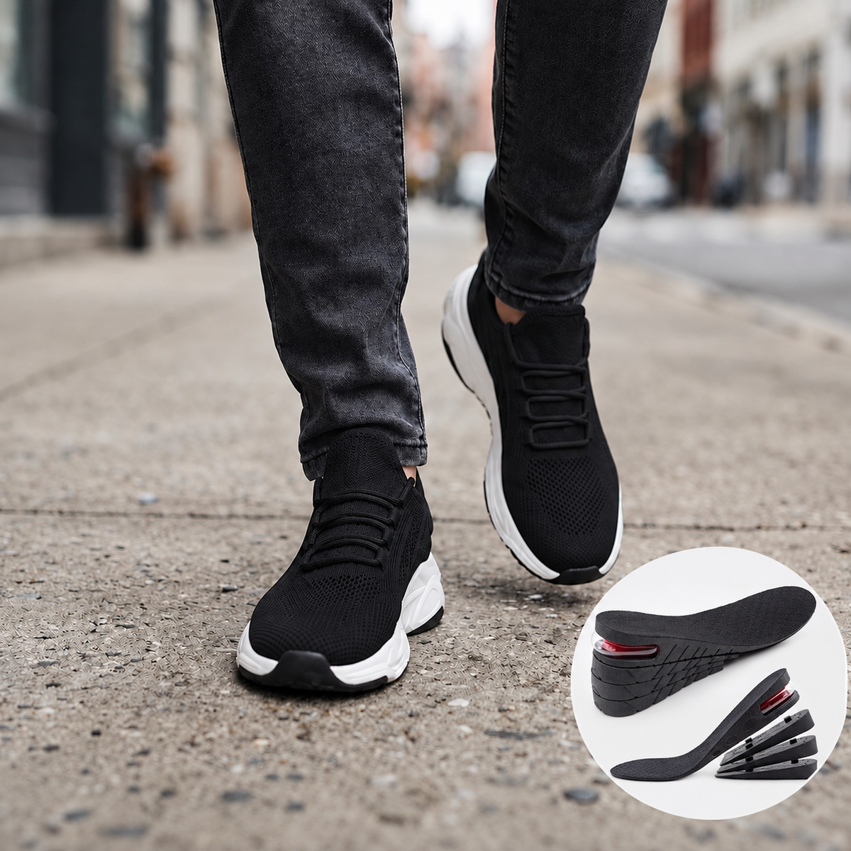 Adjustable Four-Layer Height Increase Insoles - 4-Layer - street lifestyle