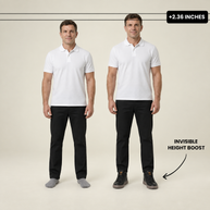 Men's High-Top Elevator Sneakers - Black - height comparison