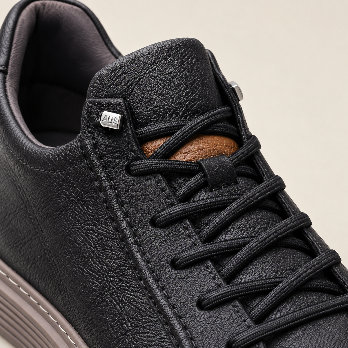 Men's High-Top Elevator Sneakers - Black - material detail