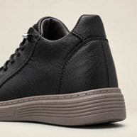 Men's High-Top Elevator Sneakers - Black - heel detail
