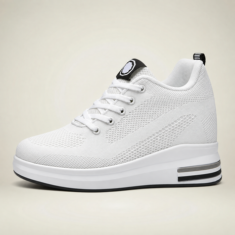Women's Hidden Wedge Lace-Up Sneakers - White - side profile