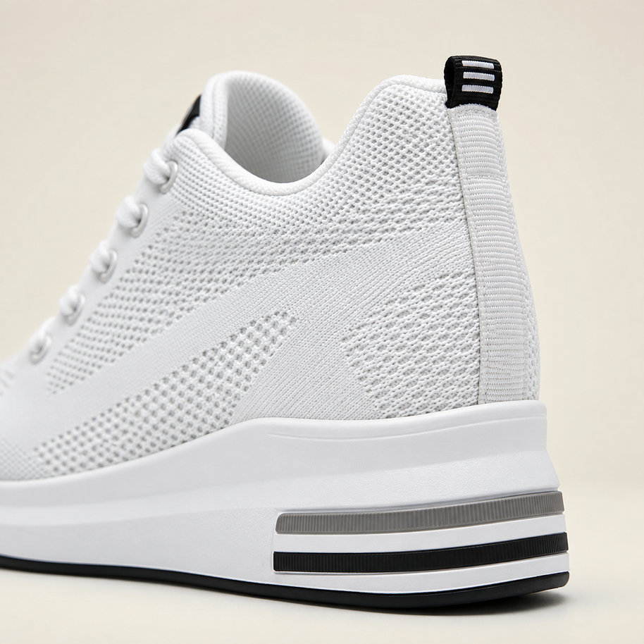 Women's Hidden Wedge Lace-Up Sneakers - White - heel detail
