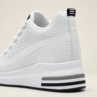 Women's Hidden Wedge Lace-Up Sneakers - White - heel detail