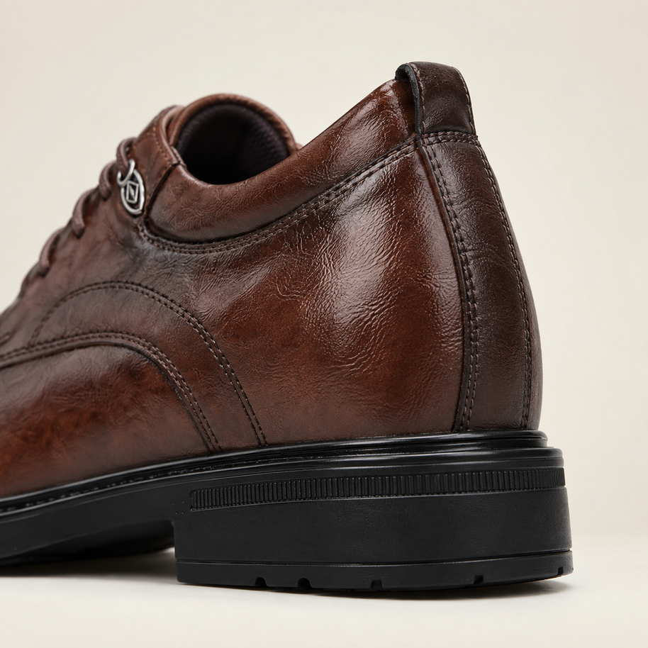 Men's Classic Elevator Oxford Shoes - Brown - heel detail